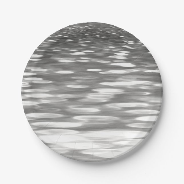 Abstract #3: Silver gray shimmer Paper Plate (Front)