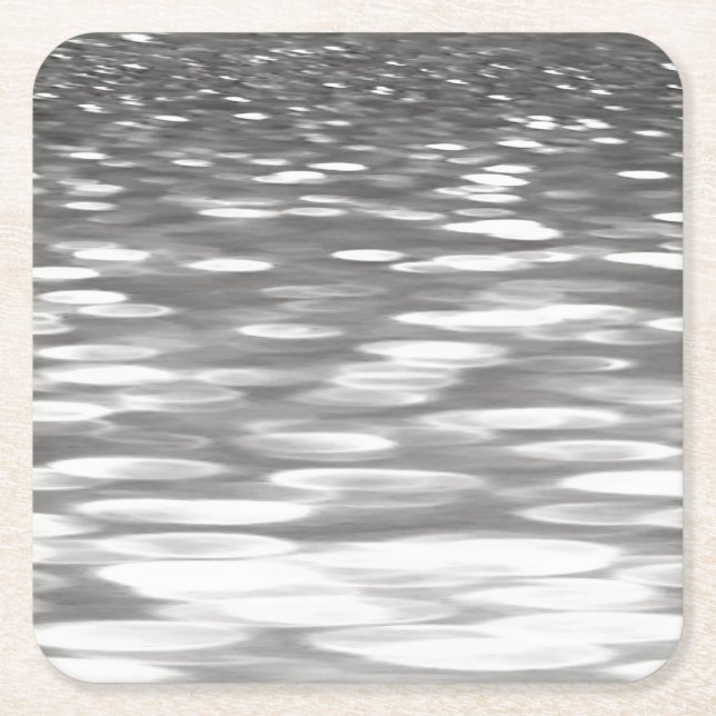 Abstract #3: Silver gray shimmer Square Paper Coaster (Front)