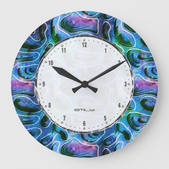 Abstract 3D Background Pattern Large Clock (Front)