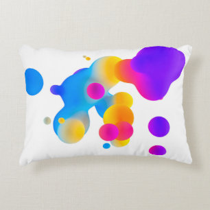 Abstract 3d colorful gradient drops liquid on whit accent pillow