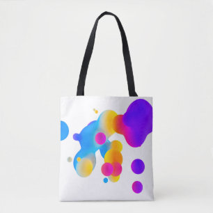Abstract 3d colourful gradient drops liquid on whi tote bag