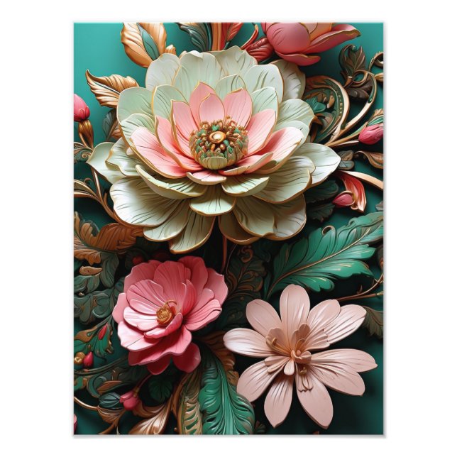 Abstract 3D Flowers Photo Print (Front)