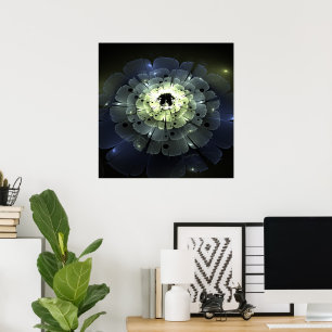 Abstract 3D Fractal Flower Poster