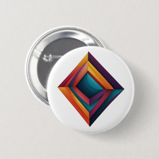 Abstract 3D Geometric Diamond Gradient Art 2 Inch Round Button