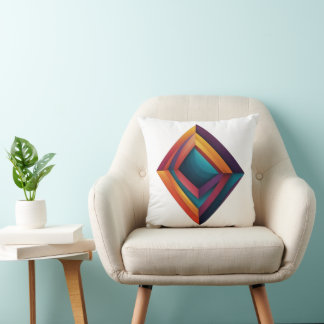 Abstract 3D Geometric Diamond Gradient Art Throw Pillow