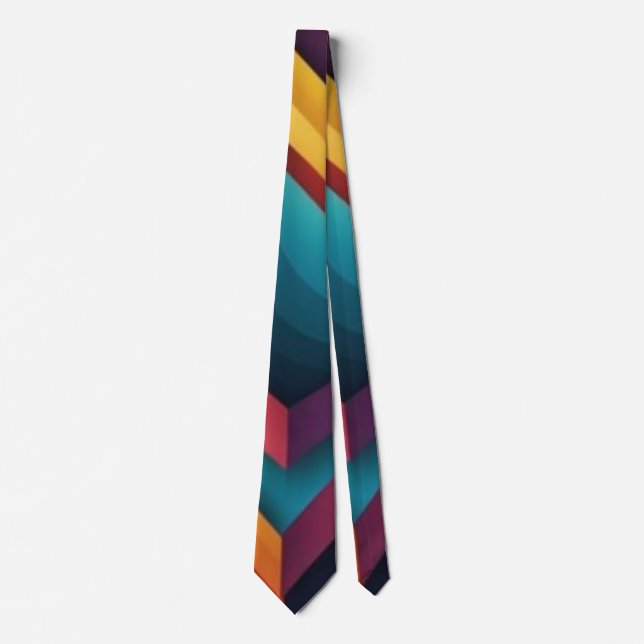 Abstract 3D Geometric Diamond Gradient Art Tie (Front)