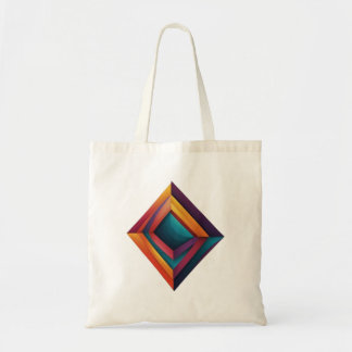 Abstract 3D Geometric Diamond Gradient Art Tote Bag