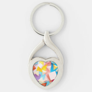 Abstract 3D Geometric Low Poly Colourful Pattern Keychain