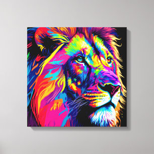 Abstract 3d Lion Portrait Digital Art Canvas Print