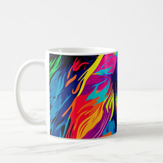 Abstract 3d Lion Portrait Digital Art Coffee Mug (Left)