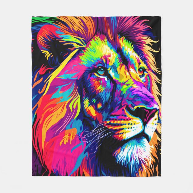 Abstract 3d Lion Portrait Digital Art Fleece Blanket (Front)
