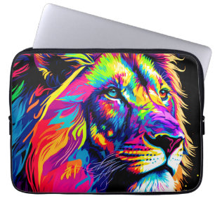 Abstract 3d Lion Portrait Digital Art Laptop Sleeve