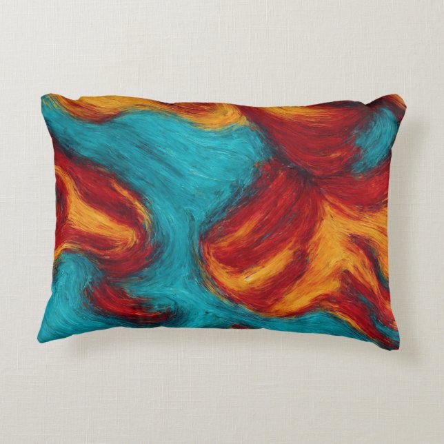Abstract 3D Oil Painting Accent Pillow (Back)