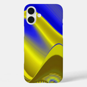 Abstract 3D Rainbow Art in gold yellow and blue iPhone 16 Plus Case