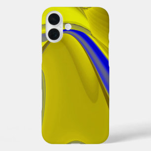 Abstract 3D Rainbow Art in gold yellow and blue iPhone 16 Plus Case