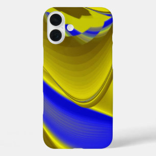 Abstract 3D Rainbow Art in gold yellow and blue iPhone 16 Plus Case