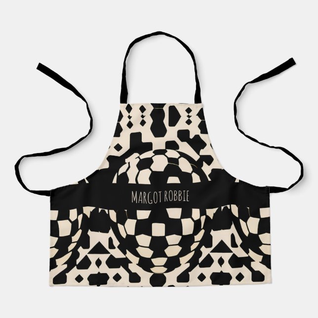 Abstract 3D Soccer Black Biege Geometric Pattern Apron (Front)