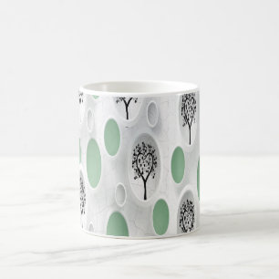Abstract 3D with Circles Heart Leaf Tree Coffee Mug