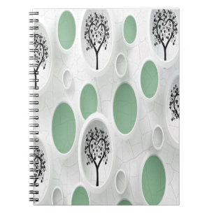 Abstract 3D with Circles Heart Leaf Tree Notebook