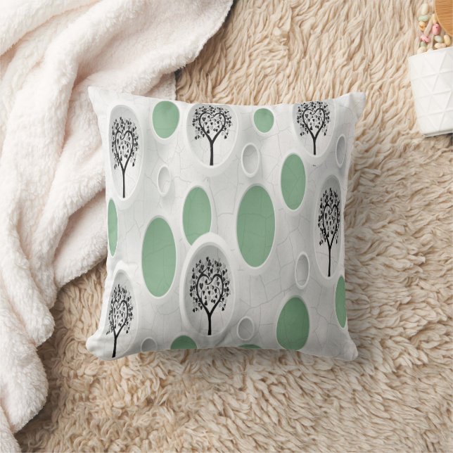 Abstract 3D with Circles Heart Leaf Tree Throw Pillow (Blanket)