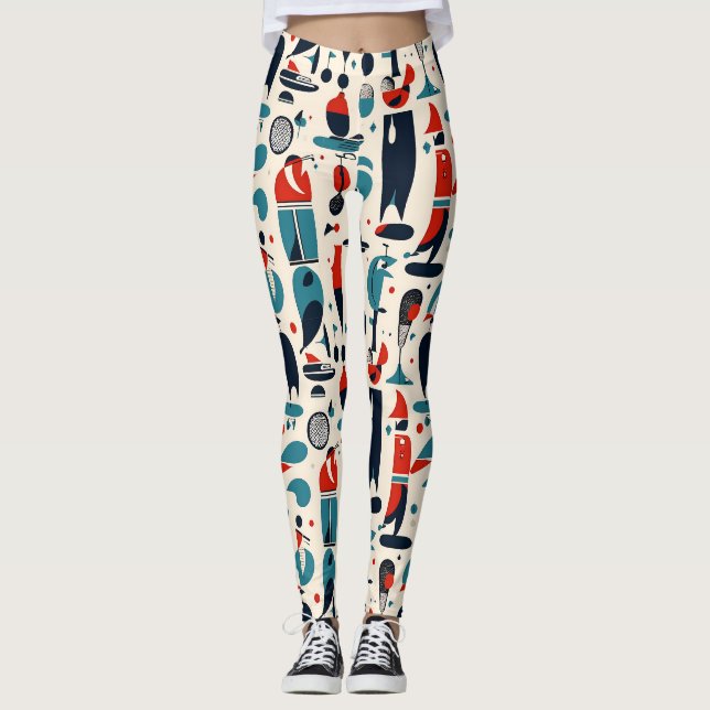 Abstract 50s Golf Pattern Leggings (Front)