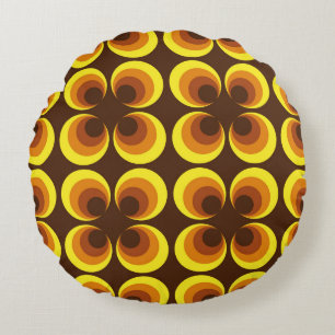 Abstract. 60s colourful seamless pattern, retro st round pillow