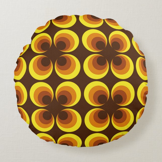 Abstract. 60s colourful seamless pattern, retro st round pillow (Front)
