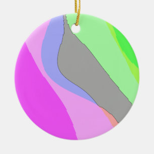 Abstract 703 - Retro Groovy Pink And Green Ceramic Ornament