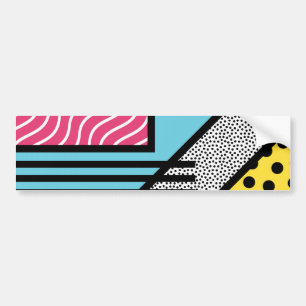Abstract 80s memphis pop art style graphics bumper sticker
