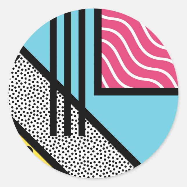 Abstract 80s memphis pop art style graphics classic round sticker (Front)