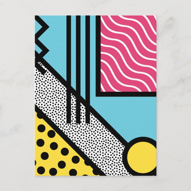 Abstract 80s memphis pop art style graphics postcard (Front)