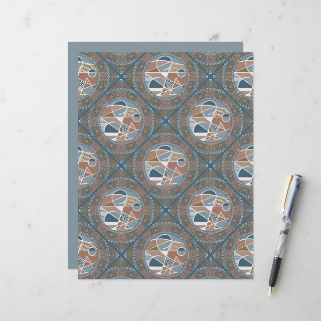 Abstract Accent Dot Mandala Diamond Tile Scrapbook (Front/Back In Situ)