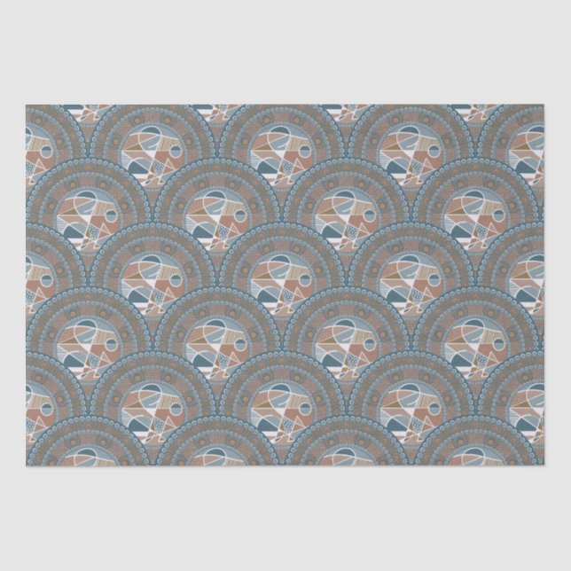 Abstract Accent Mandala Art Deco Scallop Tissue Paper (Front)
