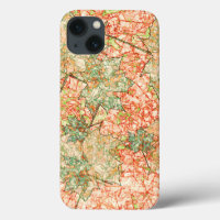 Abstract acer leaves on scratched coral background