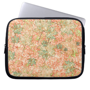 Abstract acer leaves upon scratched coral ground laptop sleeve