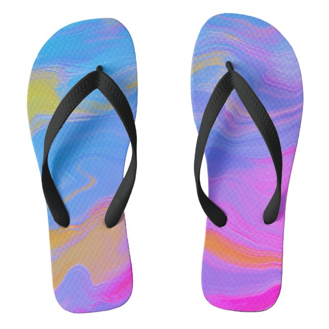 Abstract Acrylic Flow - Summer Breezes Flip Flops (Footbed)