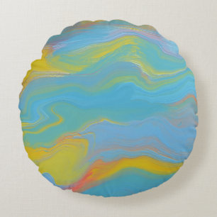 Abstract Acrylic Flow - Summer Breezes Round Pillow