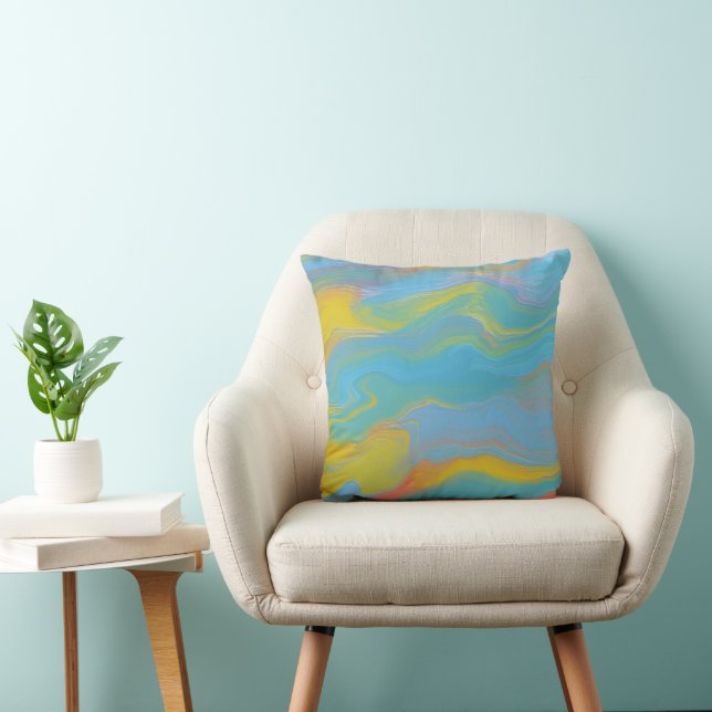 Abstract Acrylic Flow - Summer Breezes Throw Pillow (Chair)
