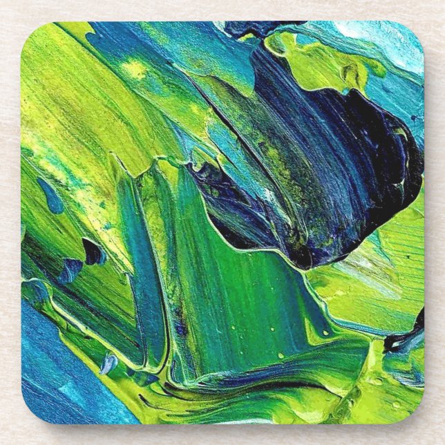 Abstract Acrylic Paint in Blue Coaster (Front)