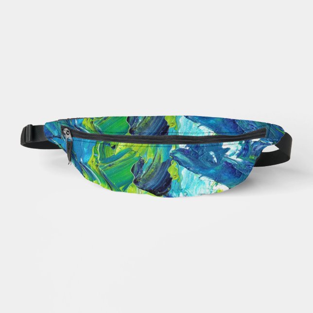 Abstract Acrylic Paint in Blue Fanny Pack (Front)