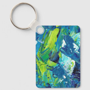 Abstract Acrylic Paint in Blue Keychain