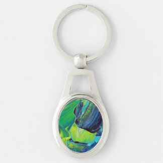Abstract Acrylic Paint in Blue Keychain