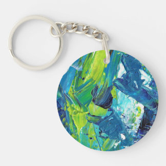 Abstract Acrylic Paint in Blue Keychain