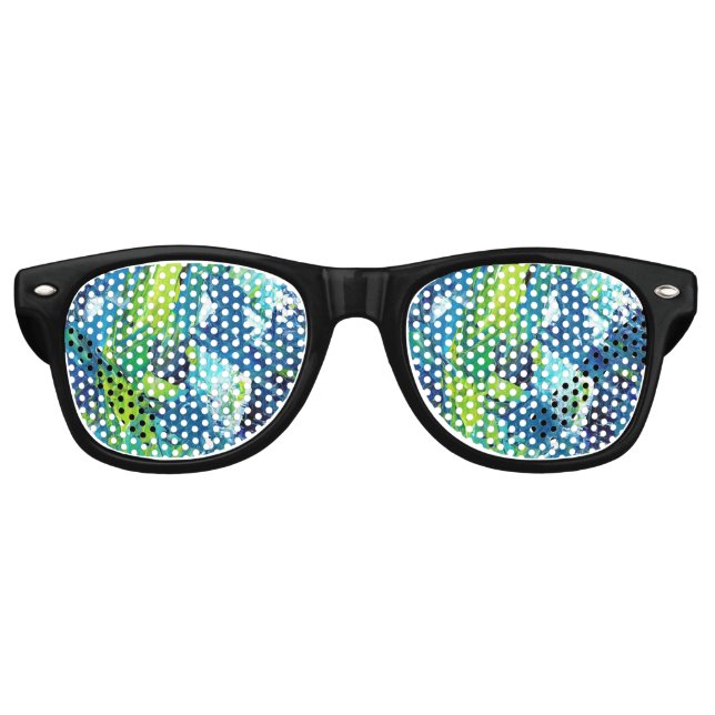 Abstract Acrylic Paint in Blue Retro Sunglasses (Front)