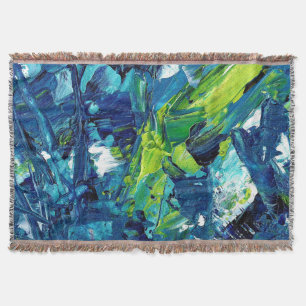 Abstract Acrylic Paint in Blue Throw Blanket