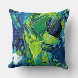Abstract Acrylic Paint in Blue Throw Pillow