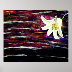 Abstract Acrylic Painting with Flower Poster