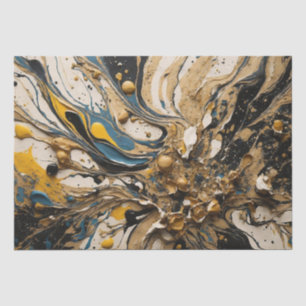Abstract Acrylic Splash In Blue, Yellow And Black Tissue Paper