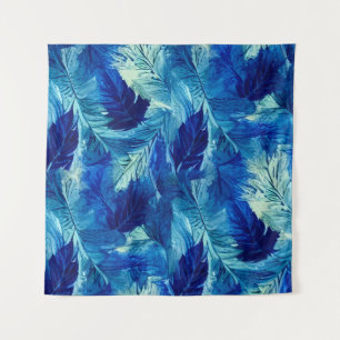 Abstract aesthetic watercolor navy blue foliage tapestry