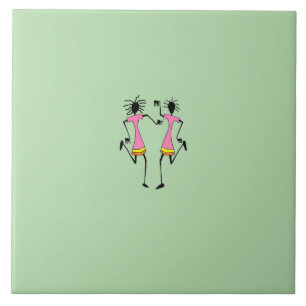 Abstract, African Art, elegant Dancers Party Tile